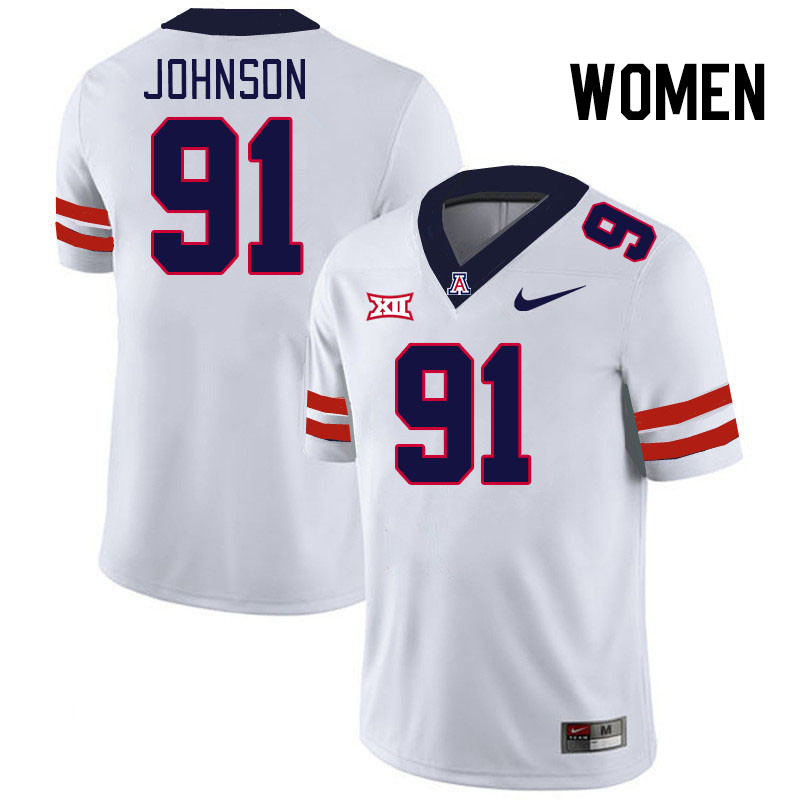 Women #91 Isaiah Johnson Arizona Wildcats Big 12 Conference College Football Jerseys Stitched-White